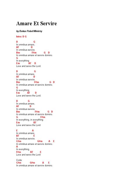 amare et servire chords